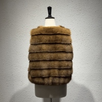 Gilet en fausse fourrure pour femme, sans manches, chaud et rayé, vêtement d'extérieur tendance pour l'hiver