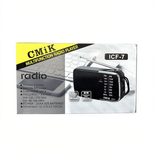 Radio AM/FM portable ICF-7, 2 bandes, en plastique, alimentée par piles, design compact avec haut-parleur intégré et prise casque - Product Image 2