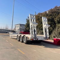 Semi-remorque surbaissée 3 essieux pour l'exportation, châssis en acier haute résistance avec rampes de chargement à ressorts pour le transport d'excavatrices