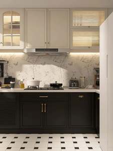 Ensemble de meubles de cuisine en bois massif à finition brillante, design moderne, blanc, modulaire, sur mesure - Product Image 4