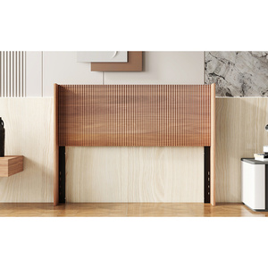 Tête de lit intégrée en bois de style bohème moderne DB avec dossier à oreilles, rainure convexe, chêne doré, taille Queen pour usage domestique - Product Image 5