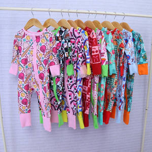 Romper Bayi Custom Pabrik, Jumpsuit Bambu Bermotif, Piyama Lengan Panjang dengan Resleting, ODM Pakaian Bayi & Balita Lucu Unisex - Product Image 1