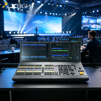 Console d'éclairage de scène professionnelle DMX512 compatible MA2, double écran tactile 19 pouces, 6 sorties avec flight case pour DJ
