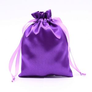 Bolsas de Embalaje Pequeñas de Satén Rosa con Cordón, Bolsas Personalizadas de Almacenamiento para Pelucas de Satén con Logotipo, Bolsas de Regalo Personalizadas - Product Image 3