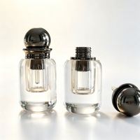 Botol Minyak Parfum Kristal Mewah Grosir 1ml 3ml Botol Minyak Esensial Isi Ulang dengan Batang Kaca Tutup Bola Logam Hitam Kustom