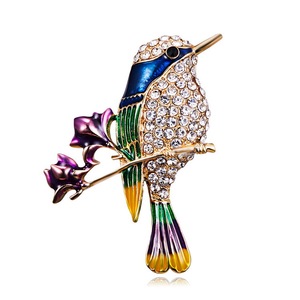 3-Piece Premium Crystal Hummingbird Brooch Set For Women - Rhinestone Lapel Pins (Black, Red, Blue)