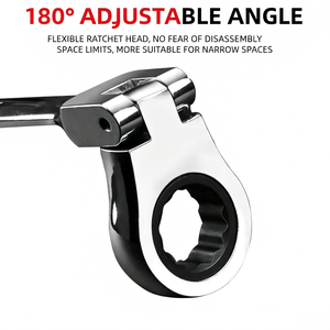 <b>Ratchet</b> Wrench Set Imperial Inch Single End Hex Smooth Jaw Chromium Vanadium Steel Polished Industrial Automotive Repair Tool - Product Image 4