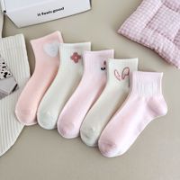Chaussettes pour filles en polyester à séchage rapide, motif lapin rose, respirantes, à taille haute, pour enfants actifs, à porter au quotidien en été