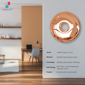 UNIART 3D cermin dipoles baja tahan karat liontin dinding rumah dekorasi patung kerajinan tangan logam donat menggantung dekorasi dinding - Product Image 6