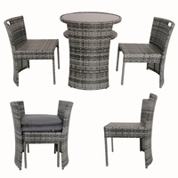 Table et chaises de jardin extérieur en gros, tissage artificiel, cadre en métal, pour balcon, gain de place