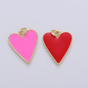 Hot Selling Brass 18k Real Gold Plating Pendant Fashion Enamel Neon Heart Charm for Jewelry Making - Product Image 3
