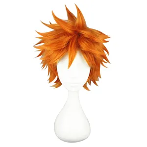 Korte Oranje Anime Comic Tentoonstelling Cosplay Haar Partij Hoge Temperatuur Zijde Rose Netto Jongen Mannen Pruik