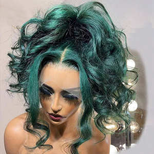 วิกผมลอนด้านหน้า13X6แบ<span class=keywords><strong>บ</strong></span>ไม่มีกาวด้านหน้าลูกไม้โปร่งใส<span class=keywords><strong>ผม</strong></span><span class=keywords><strong>ลอน</strong></span><span class=keywords><strong>ลอน</strong></span>ยาวตรง13x4<span class=keywords><strong>สี</strong></span><span class=keywords><strong>เขียว</strong></span>เข้ม - Product Image 1