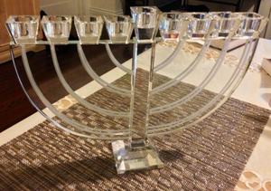 蚀刻水晶光明节烛台烛台，用于传统光明节犹太装饰 - Product Image 4