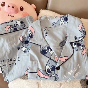 Set <span class=keywords><strong>Pigiama</strong></span> All'ingrosso a Maniche Lunghe con Personaggio Stitch Stile Cartone Animato, <span class=keywords><strong>Pigiama</strong></span> Kawaii di Stitch per Ragazze e Signore, Completo Casual Carino per il Tempo Libero - Product Image 1