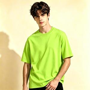 T-shirt vierge en gros 200 g/m² en coton épais pour jeunes garçons et filles, streetwear <span class=keywords><strong>d</strong></span>'été à manches courtes et épaules tombantes, personnalisable avec logo - Product Image 2