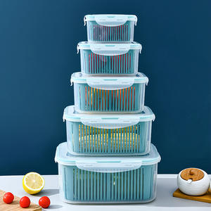 Kitchen Double Layer Plastic Crisper Box Rectangle Refrigerator <b>Storage</b> for Fruits <b>Vegetables</b> Cold <b>Storage</b> Drain <b>Basket</b> Drip - Product Image 1