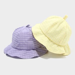 2025 Spring Summer New Plaid Lightcolor Fisherman Hat Cute Sunshade Casual <b>Sunscreen</b> Wavy Brim Bucket Sun Hat - Product Image 2