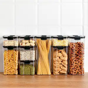 Classic Upright bins transparent box 5 Size Plastic food storage containers Cereal kitchen accessories with Silicone Sealed Ring