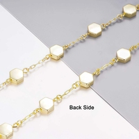 Gelang Heksagon Emas 14K untuk Wanita dengan Pesona Berlapis Brushed Finish dan Batu CZ, Rantai Halus, Perhiasan dengan Kancing Lobster yang Dapat Disesuaikan