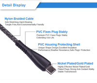 Carcasa de PVC para teléfono móvil tejido de nailon, tipo c, 2725, enlace de datos, carga rápida, Cable Usb Android, Awm 2,0 28awg, Envío Gratis