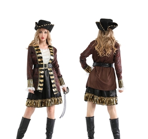 Disfraz de Pirata Noble para Mujer, Color Verde Militar, Poliéster, para TV, Cine, Halloween, Carnaval, Cosplay - Product Image 3
