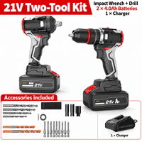 Clé à chocs sans fil LONSLEY 21V et kit de perceuse, 4.0Ah, deux batteries avec accessoires