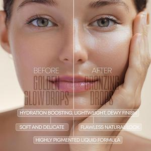 OEM/ODM Golden Glow Anti-Aging Liquid Bronzing Drops, gouttes bronzantes liquides anti-âge, teint radieux modulable, sérum autobronzant hydratant pour le visage et le corps - Product Image 6