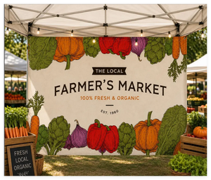 Bannière personnalisée pour marché fermier, toile <span class=keywords><strong>de</strong></span> fond pour stand <span class=keywords><strong>de</strong></span> ferme locale, impression vinyle et expédition - Product Image 1