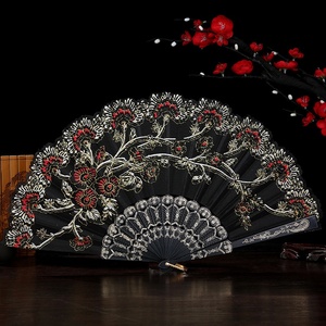 厂家直销新款金粉女式折扇咏春舞中国风塑料纪念品婚礼外贸 - Product Image 4