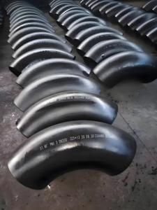ASTM A234 Sch20 Sch40 Sch60 Sch80 pipa fitting 1,5d Lr90 ° hitam mulus baja karbon siku A105/A105n