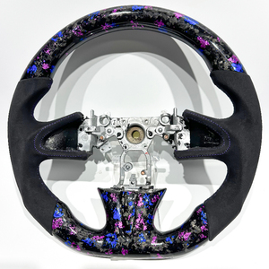 Volant de voiture en fibre de carbone forgée bleu-violet, vente directe d'usine, compatible avec <span class=keywords><strong>Infiniti</strong></span> G25 <span class=keywords><strong>G37</strong></span> Q50 Q60 Q70 350Z - Product Image 1