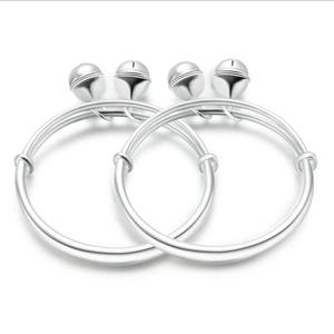 Nuevas Tobilleras de Plata de Ley 999 Hechas a Mano para Bebés y Pulsera China Grabada para Bebés con Dije de Campana - Product Image 5