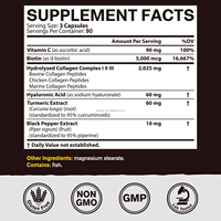 Complément de collagène avec biotine, vitamine C et acide hyaluronique pour la santé des cheveux, de la peau et des ongles, 90 capsules, marque privée OEM ODM