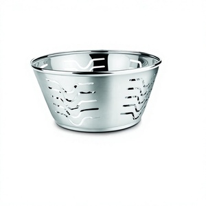 Bol à fruits avec coupe ondulée en acier inoxydable, vente en gros, coupe unique, salade de fruits - Product Image 1