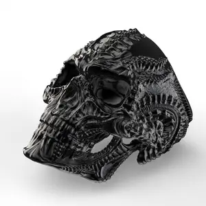 새로운 디자인 블랙 스테인레스 스틸 해골 손가락 반지 펑크 패션 트렌드 쥬얼리 남자 Skullcandy Crossbones