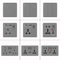 Prise murale standard britannique 86 avec USB Type C 18W à charge rapide, blanche, noire, grise, 13A 250V, interrupteurs et prises en panneau PC