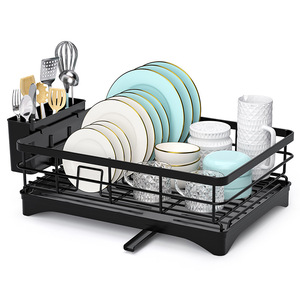 Draining Dish Rack With Tray L Size Quick Dry <b>Square</b> Sink Countertop Kitchen Storage - Product Image 5