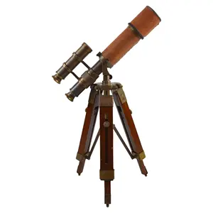 Teleskop mit Lederbezug Design Holz Antik Stand Best Home Decor Fernglas