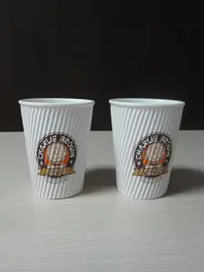 Fabrikant Wegwerp Cupcake Doos 12 Oz Hete Geïsoleerde Koffie Kraft Papier Beker Met Deksel