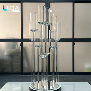 Candelabro de Cristal LEDA para Bodas, Candelabro de Cristal con Tubo de Vidrio para Centro de Mesa de Boda y Día de San Valentín - Product Image 4