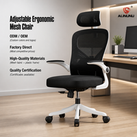 Chaise de bureau ALINUNU à dossier haut en maille pour usage domestique, avec soutien lombaire réglable et accoudoirs rabattables