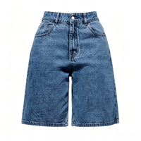 Celana Pendek Denim Wanita High Waist Wide Leg Jorts Model Baggy Bermuda Gaya 90an Streetwear 5 Kantong Grosir
