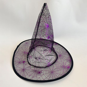 Cappello da Mago Stile Ragnatela Viola, Realizzato in Tessuto Oxford, Accessorio Classico per Costume per <span class=keywords><strong>Feste</strong></span> <span class=keywords><strong>a</strong></span> <span class=keywords><strong>Tema</strong></span> <span class=keywords><strong>Halloween</strong></span> - Product Image 2