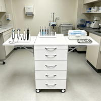 Armoire mobile dentaire à 4 tiroirs verrouillables avec table latérale pliable, chariot de rangement mobile pour clinique dentaire