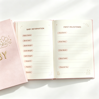 Journal de souvenirs pour bébé en lin avec couverture rigide, logo personnalisé en feuille d'or, cadeau de naissance, carnet