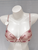 Soutien-gorge push-up personnalisé pour femme, imprimé cœur, sexy, décolleté plongeant, sans couture, rembourré, à armatures, lingerie OEM ODM en gros