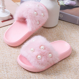 Children's Pearl <b>Slippers</b> - New Autumn-winter Style, Anti-slip and Warm, Suitable for Outerwear for Children - Product Image 2