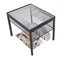 Pergola bioclimatique motorisée en aluminium, autoportante, rétractable, résistante au vent, pour jardin, avec revêtement en poudre