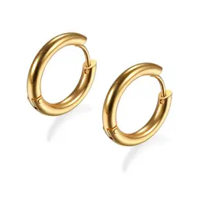 Boucles d'oreilles chirurgicales de haute qualité, en acier inoxydable, Huggie, hypoallergéniques de 8mm, 316L